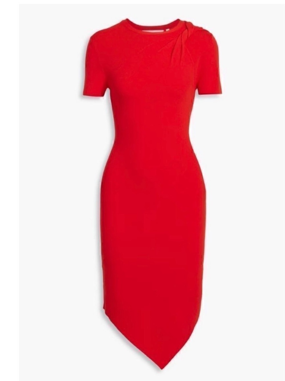 Helmut Lang Vibrant Red Asymmetrical Hem Midi Dress